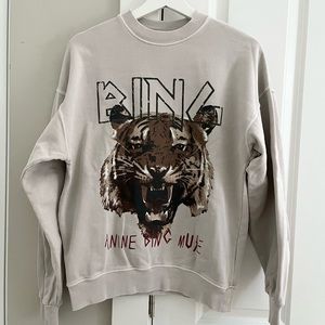 ANINE BING- Tiger sweatshirt in oat color.